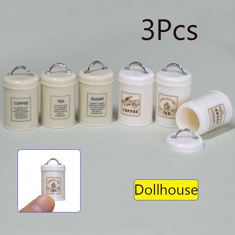 Food Storage Usa - 3 adet minyatür Dollhouse Mini gıda/çay/kahve