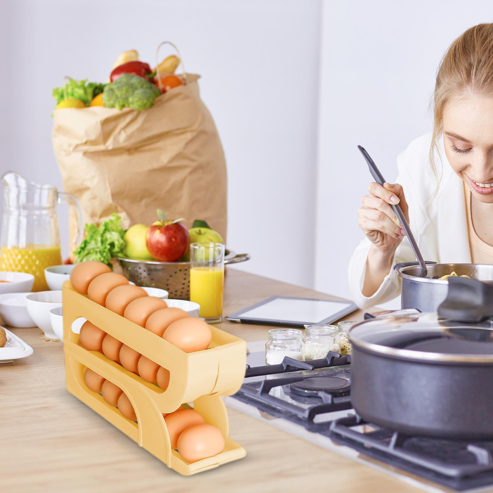 Food Storage Yellow - Yerden Tasarruf Sağlayan Yumurta Tutucu Rafı
