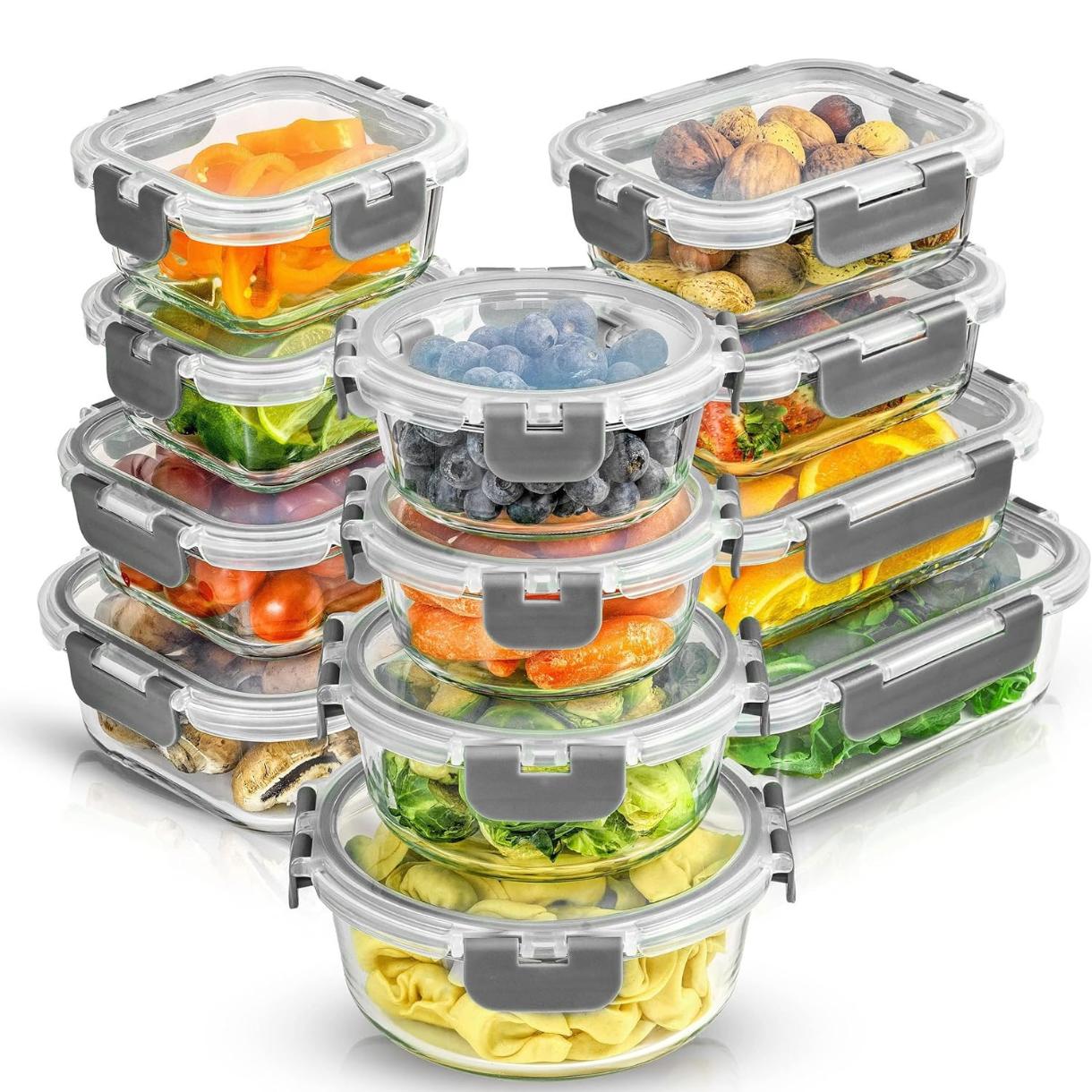 Food Storage Containers Tupperware - 24 Parça Kapaklı Borosilikat Cam Saklama