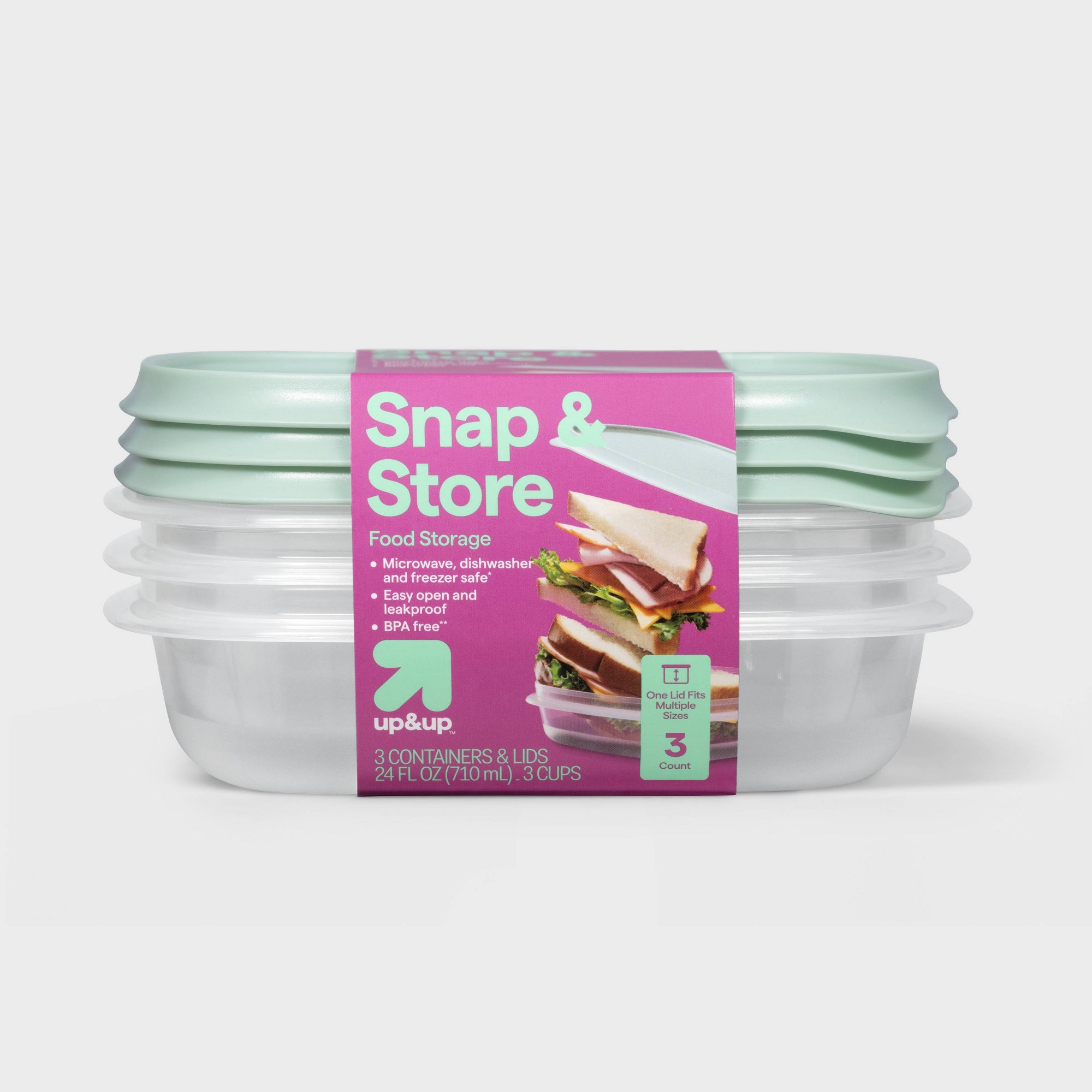 Food Storage Organization - 3 adet kare şekilli, kilitli kapaklı