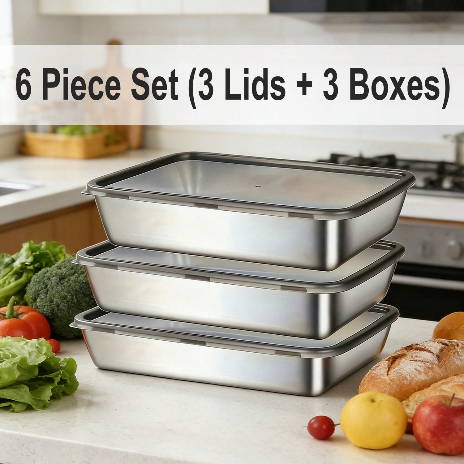 6 Parça (3 Kutu + 3 Kapak) Pas - Food Storage In Stainless Steel incelemesi ve fiyatı